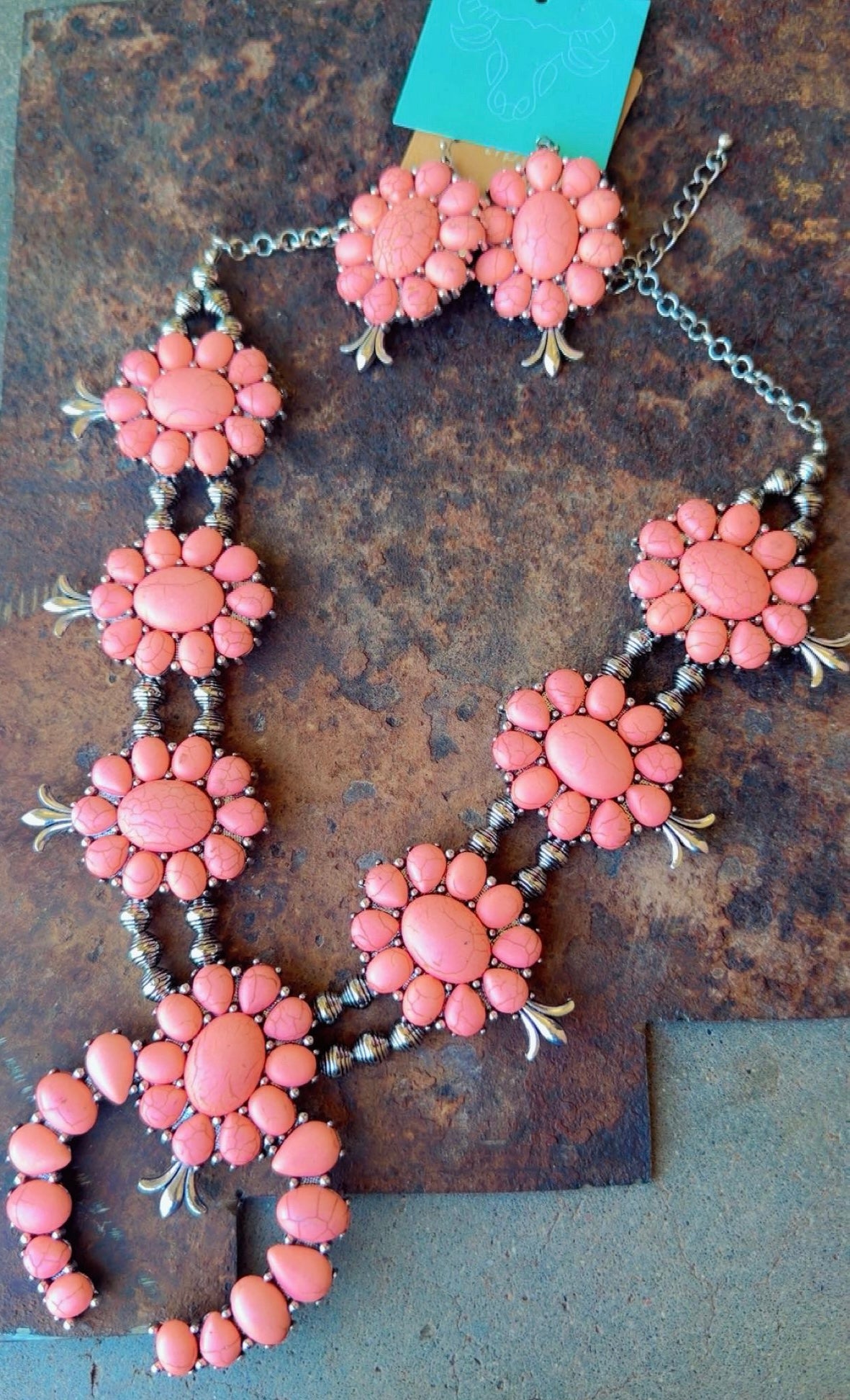 Squash Blossom Necklace Set/Pink