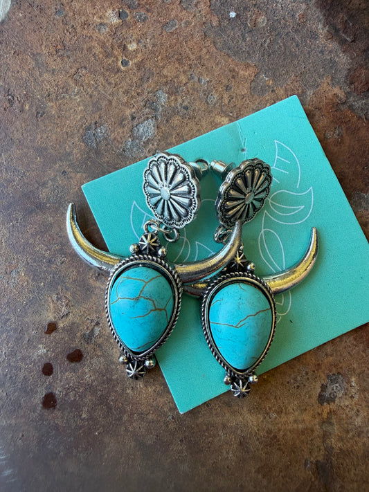 Turquoise Horn Earrings
